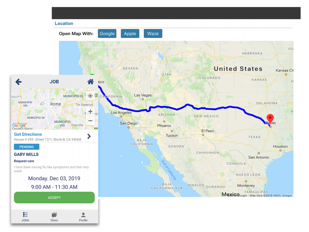Vehicle and technician routing and tracking with mobile apps